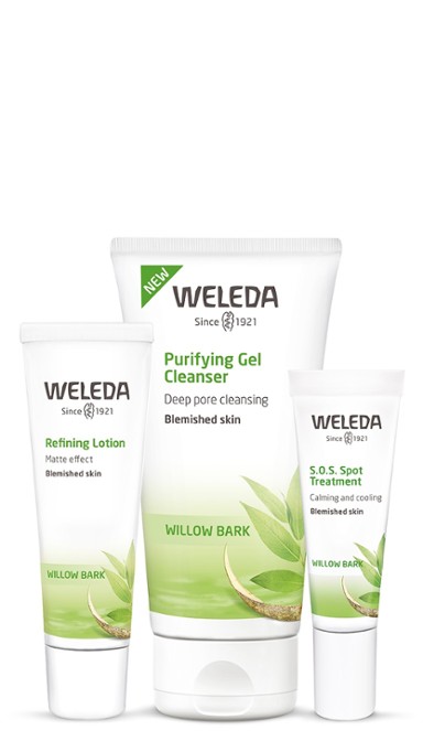Purifying Gel Cleanser, Refining Facial Lotion and S.O.S Spot Treatment for blemished skin.