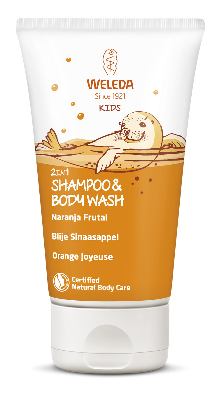 Champú y gel de ducha suave para niños de Naranja frutal - Weleda